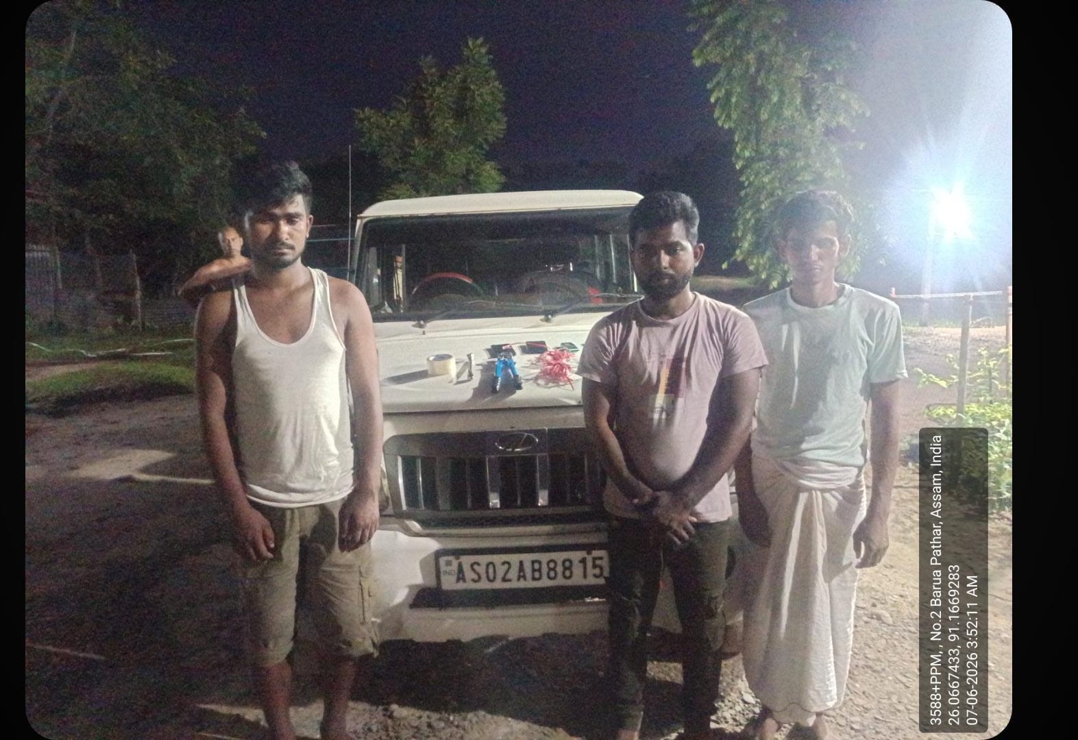 Three Suspected Criminals Apprehended After Police Chase in Kamrup