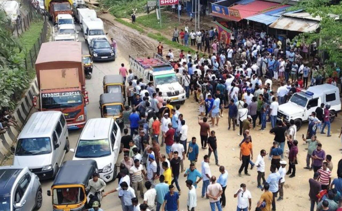 Assam Taxi Union Blocks Jorabat Highway Over Alleged Stone-Pelting on Vehicles
