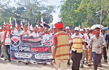 Over 1,000 rally in Bokakhat demanding zero ESZ in inhabited areas around Kaziranga