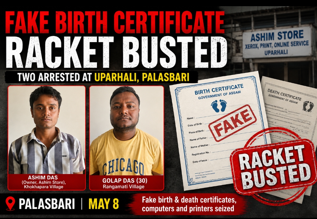 Fake birth certificate racket busted at Uparhali, two arrested