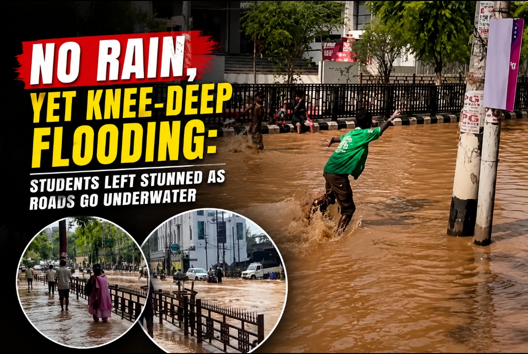 No Rain, Yet Knee-Deep Flooding: Students Left Stunned as Roads Go Underwater