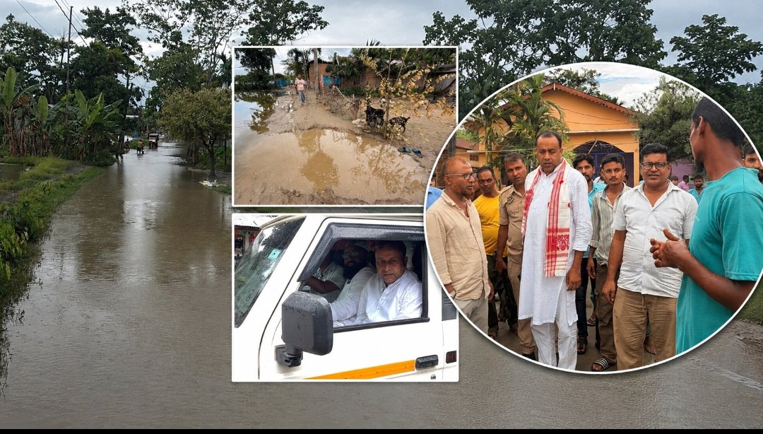 ধিঙৰ লালুং গাঁৱত কৃত্ৰিম বানৰ ভয়াৱহ পৰিস্থিতি, পৰিদৰ্শন বিধায়ক মেহবুব মুক্তাৰৰ